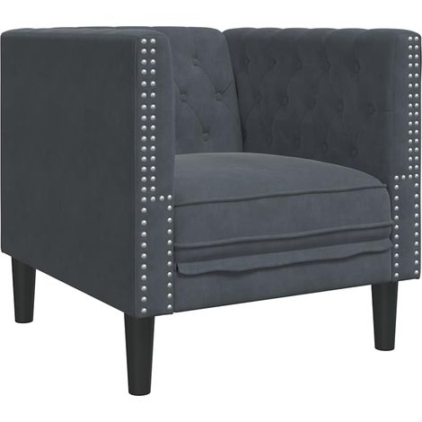 Silla de Sofá Chesterfield Otro Gris oscuro 71 x 74.5 x 70.5 cm vidaXL