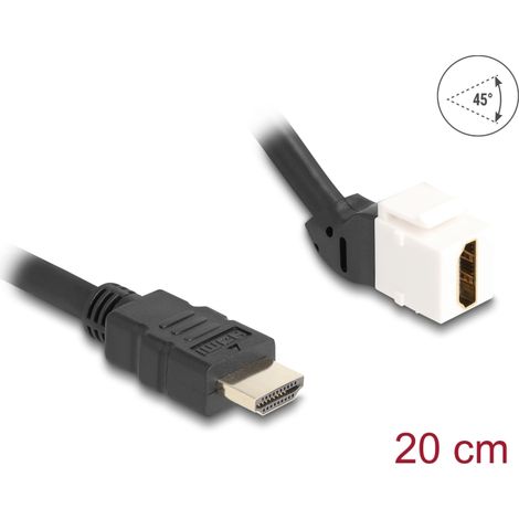 Delock Cable de mÃ³dulo Keystone HDMI macho a hembra 45Â° angulado 8K 60 Hz 20 cm negro
