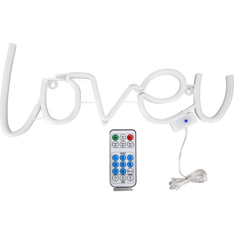 LOVEU Néon LED 18 touches, 8 modes, minuterie, télécommande, USB, décoration intérieure, 300 lm, lumière blanche + bleue (1/5)