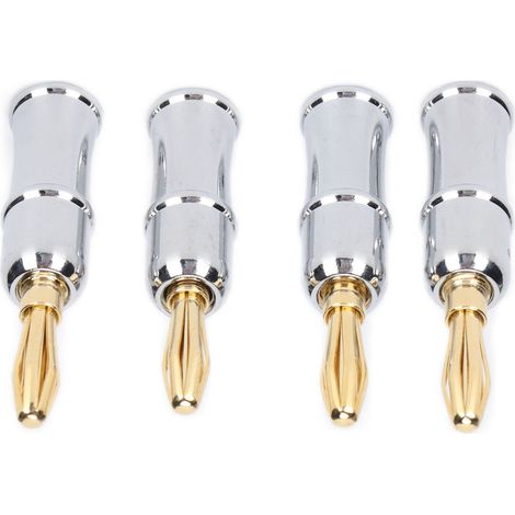 Connecteur Banane 4PCS Preffair Doré 24K, Fiche Six Feuilles pour Enceintes et Haut-Parleurs BA1462 (1/5)