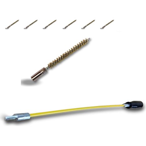Ecouvillon LAITON Condenseur Lot de 6 avec 1 tringle flexible 48 cm Ø 8 mm Raccord laiton taraudé M6 femelle Torsade en acier galvanisé Brosse nettoyage Kibros 4TCL8Tx6