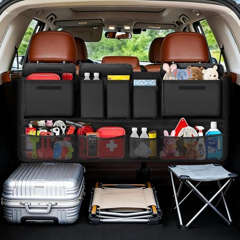 Hängender Kofferraum-Organizer XL mit 10 Taschen & 3 Gurten, Schwarz