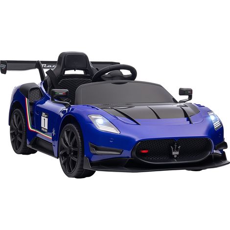 Beyamis Elektrisches Kinderauto (12 V), zugelassen, ferngesteuert, stoßdämpfende Räder, blau, 115 x 60 x 45 cm
