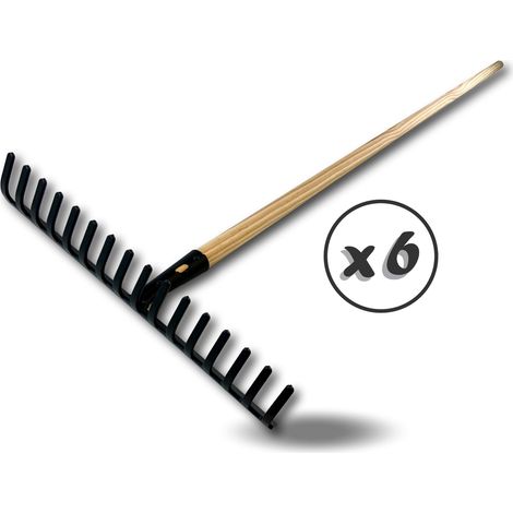 Rateau 16 dents recourbées Manche 150 cm en bois Tête acier Largeur 40 cm - Quantité x 6 - Rateau 16 dents (1/5)