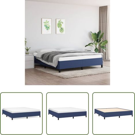 Sommeil -  Cadre de lit sans matelas bleu 160x200 cm tissu (1/5)