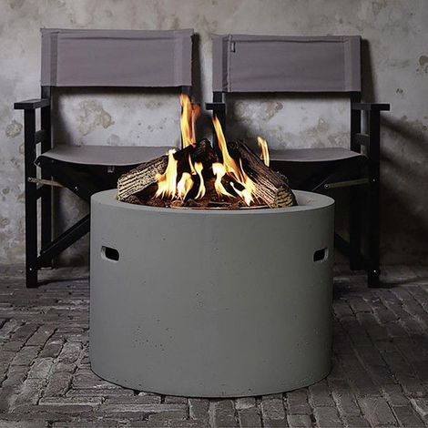 Happy Cocooning Mania Feuertisch rund 19,5 kW grau inkl. 4-teiliges Keramik-Holz (1/4)