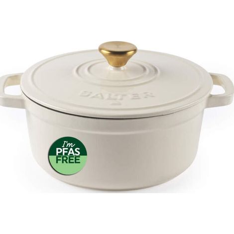 Cacerola de hierro fundido Salter BW13771C Chester de 3,4 L y 24 cm, color crema. (1/3)