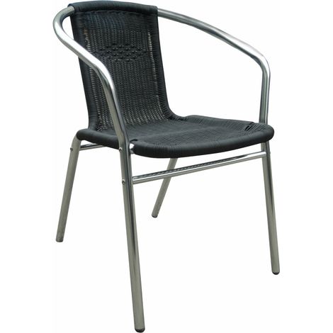 Linde Exclusive Chaise de jardin en rotin MC4601 Argent/Noir