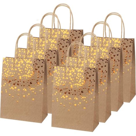 Primärfarbe, Golden Love 15 Stück Kraftpapiertüten, Geschenktüten aus Papier, Kraft