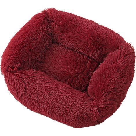 Lit pour chien nid en fourrure pour petit chiot-vin rouge XS (1/5)