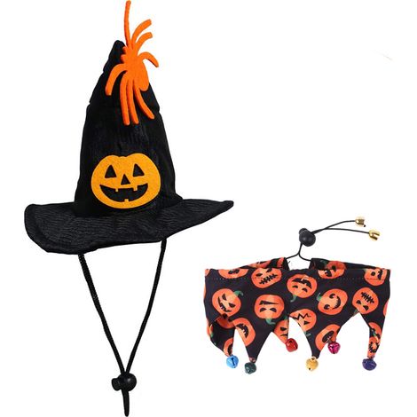 2 accessoires de déguisement pour animaux de compagnie, chapeau magicien Halloween, motif festif, taille ajustable (1/5)