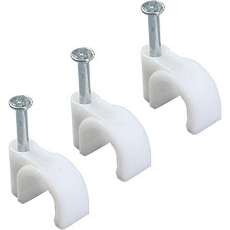 100 fixations de câbles rondes en acier 5 mm, attaches murales pour gestion des cordons, lot de 100 (1/5)