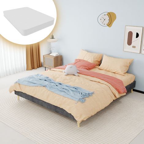 Lit 160/200 cm gris en tissu et métal avec matelas inclus (1/5)