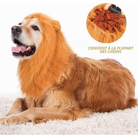 Lion Mane for Dogs, Adjustable Wig with Ears, Lion Costume, Cosplay Costume for Cat, Halloween, Party, Christmas - Brown