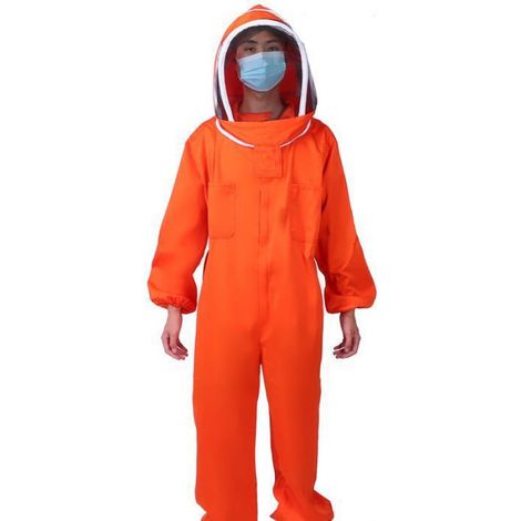 Combinaison Apicole - Une Pièce - Orange - Taille L - Protection Totale Contre Les Abeilles (1/5)