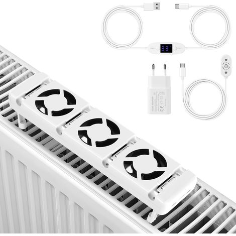TolleTour Heizkörperverstärker mit 3 Lüftern und einstellbarem Thermostat 0–60 °C, 1er Set, Weiß (1/5)