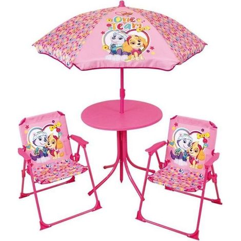 FUN HOUSE PAT'PATROUILLE GARDEN LOUNGE - 1 MESA 46X 46 CM, 2 SILLAS H.53XL.38.5XP.37.5CM Y 1 SOMBRILLA 713475