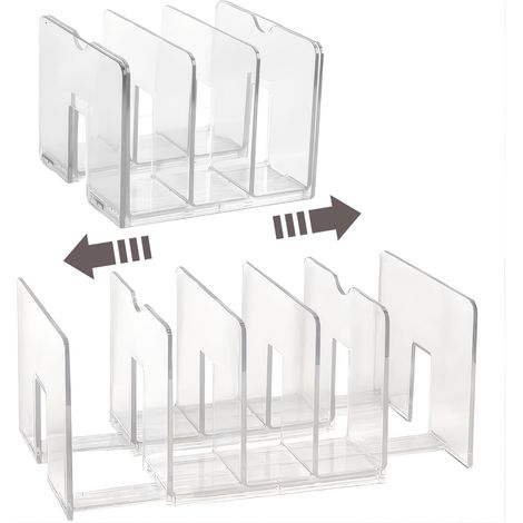 2 ausziehbare transparente Schreibtisch-Organizer, 5 Fächer, Acryl