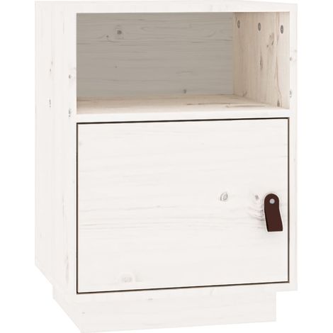 Comodino con 2 vani portaoggetti 40 x 34 x 55 cm in legno di pino bianco DEC033350