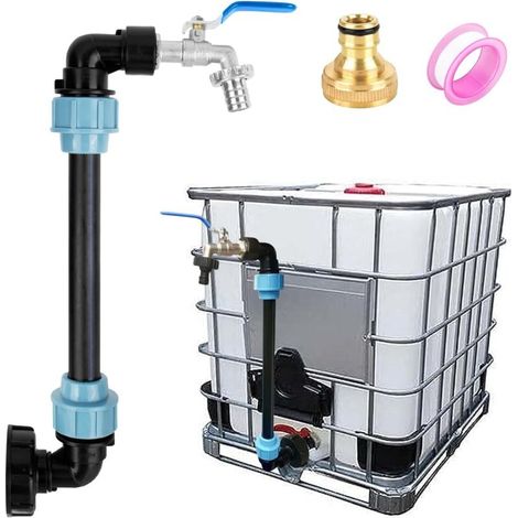 IBC-Adapter mit Messing-Schwanenhals – S60 x 6 3/4"-Absperrventil für 1000-Liter-Regenwassertank – IBC-Tankzubehör