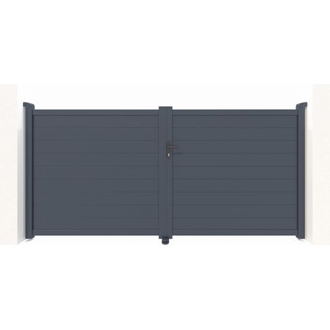 Casanoov – Portail aluminium battant 300x161cm – Occultation totale – Aluminium gris anthracite RAL 7016 – Kit assemblage rapide