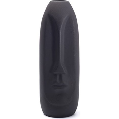 Vase à fleurs moderne en céramique, motif visage humain, pot rustique pour décoration intérieure, 21 x 7 cm, diamètre 3 cm, noir (1/5)