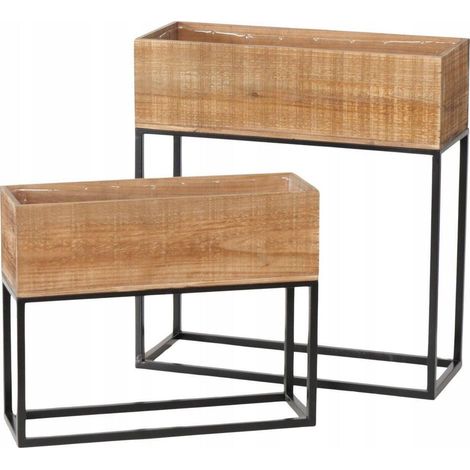 Boltze ANETA conjunto de soportes para flores metálicos y de madera (1/3)