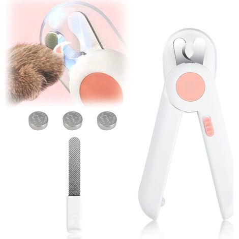 Ciseaux à griffes pour chiens et chats, coupe-ongles avec protection et lumières LED en acier inoxydable (rose) (1/5)