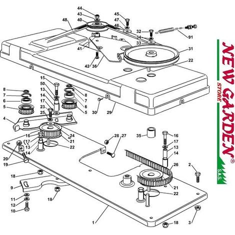 Esploso innesto lama 102cm TN 185H trattorino rasaerba CASTELGARDEN 2002-13 1 PIASTRA