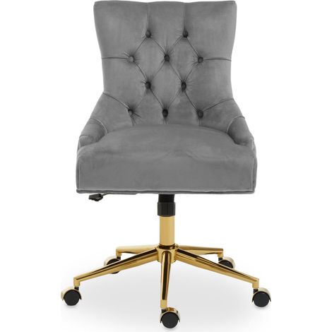 Premier Housewares Anita Grey Velvet Home Office Chair (1/5)