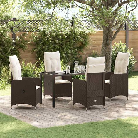vidaXL Garten Essgruppe 5 pcs Braun Poly-Rattan (1/5)