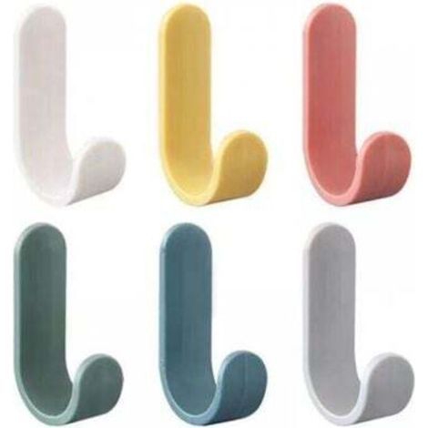 12 colorful self-adhesive hooks, wall-mounted hooks for bathroom towels (1/4)