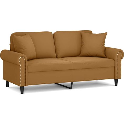 Maison Exclusive - Divano a 2 Posti con Cuscini Marrone 140 cm in Velluto (1/5)