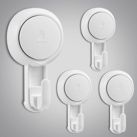Ganci a ventosa da parete Set di 4 ganci in plastica da 5 kg di carico per bagno, ganci a ventosa resistenti, per porta sottovuoto, per borse, asciugamani, accappatoi, chiavi da cucina (1/5)