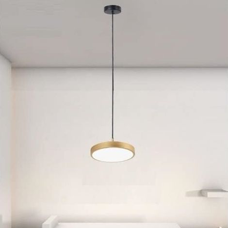 TRADE SHOP - Lampadario A Sospensione Led 40w Oro Cerchio Tondo Moderno Minimal Luce 6500k 32927 -