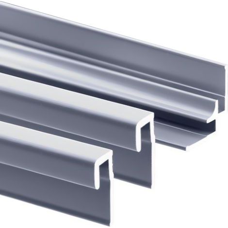 Lot de 2 profilés de finition + 1 profilé d'angle pour panneau mural de douche, DécoDesign, Schulte, Alu-argenté, 255 cm