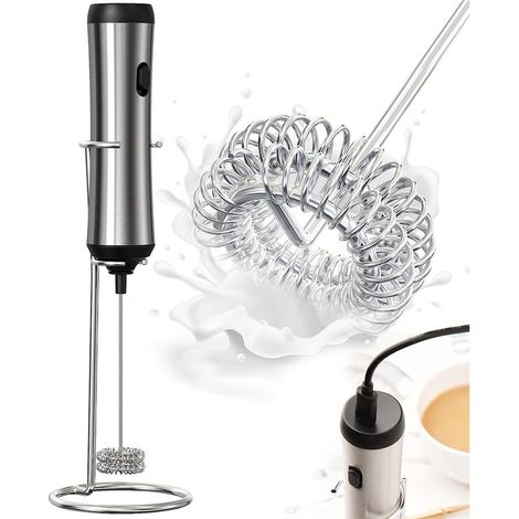 Mousseur à lait électrique rechargeable USB pour café, mousseur à lait portatif en acier inoxydable 304, batteur à œufs pour la maison (1/5)