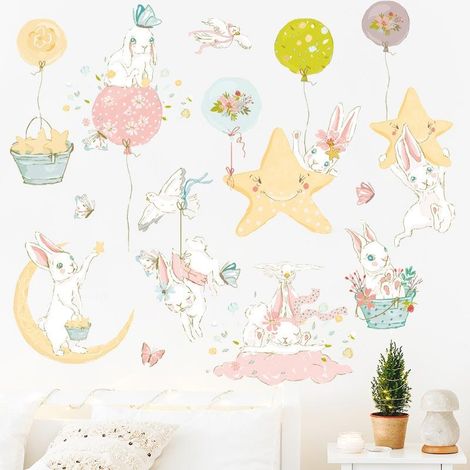 Sticker mural Rêve de Lune Étoilée - Papier peint pour chambre de maternelle (1/5)