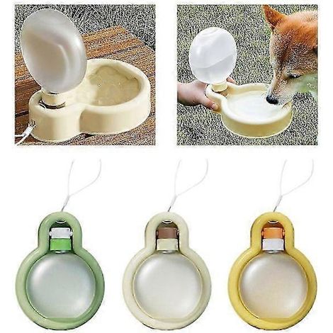 Tragbare Hunde-Trinkflasche, ideal für Spaziergänge und Reisen. Auslaufsichere Trinkflasche für Welpen. Gelb und weiß.