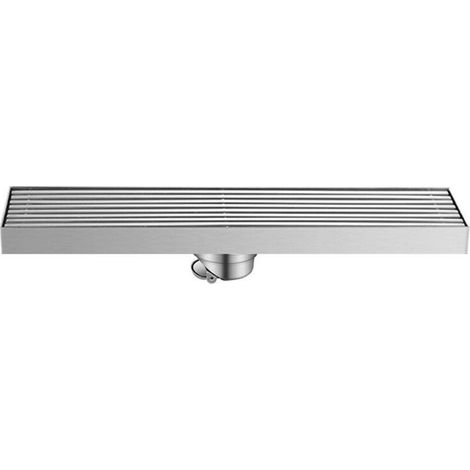 Siphon De Sol En Acier Inoxydable Douche Siphon De Sol Balcon Cuisine Salle De Bains 20cm x 6.8cm Rectangle- (1/3)