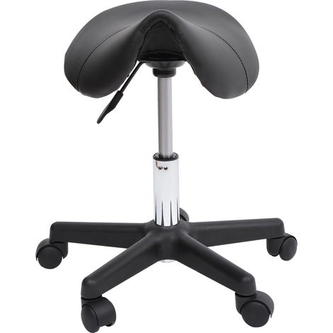 HOMCOM Verstellbarer Rollhocker 43–55 cm, ergonomischer Massagesattel, 360° drehbarer Stuhl für Salon, Tattoo-Studio, Klinik, Spa, Schwarz