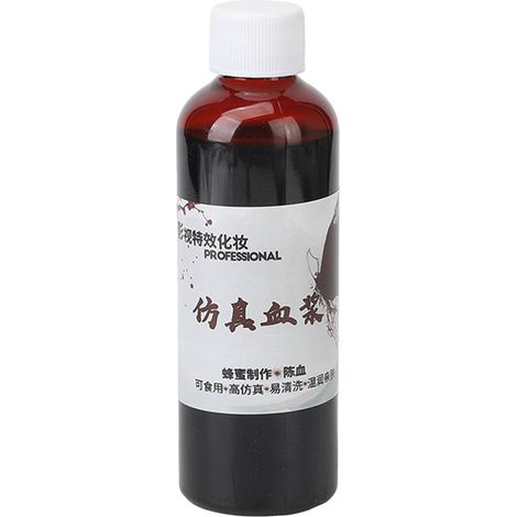 Faux sang Halloween comestible lavable 100ml - Maquillage simulation visage corps, peinture corporelle lavable (1/5)