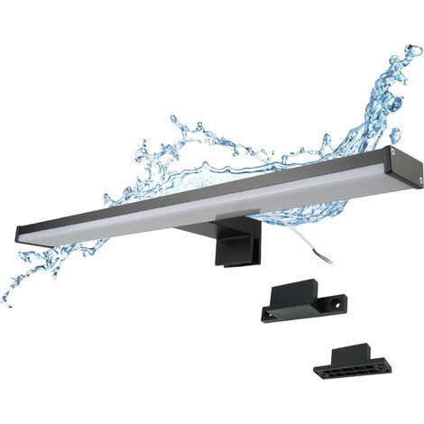 Black LED Bathroom Mirror Light – 4000K Neutral White – IP44 – Aluminium and Polycarbonate Brackets – Installation on Mirror, Wall or Furniture (40cm 8W) (1/5)