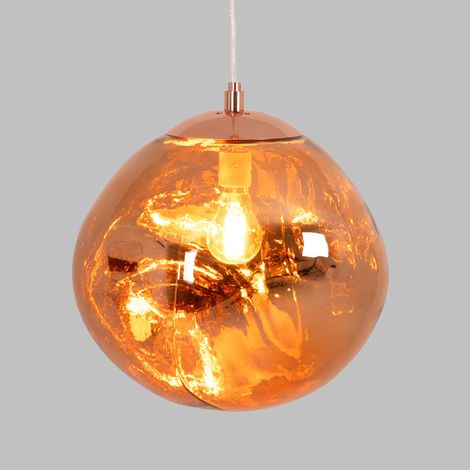 Lampe suspendue design en cristal "RAINY" - Ø 36cm - Cuivre