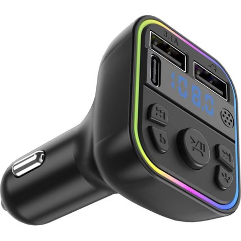 Trasmettitore FM per auto, lettore musicale MP3, trasmettitore radio FM wireless, ricevitore audio per chiamate, per uso esterno. (1/5)