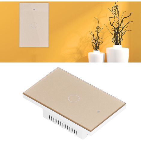 Interrupteur tactile unique pour plaque murale télécommandée Zigbee Tuya avec commande vocale 100-240 V Or (1/5)
