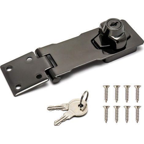Serrure à clé à loquet, bouton rotatif de 10 cm, verrou de sécurité à clé avec vis de montage pour armoires, tiroirs, boîtes à outils, boîtes aux lettres, noir (1/5)