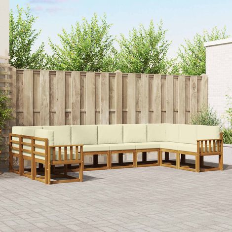 vidaXL Outdoor-Sofagarnitur mit Kissen 10 pcs Natur und Creme (1/5)
