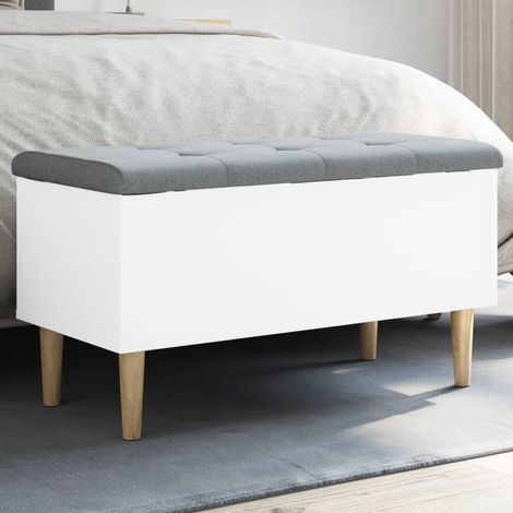 vidaXL Panca Portaoggetti Bianca 82x42x46 cm in Legno Multistrato (1/5)