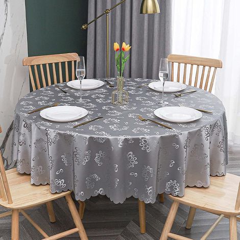 Mantel redondo de hule de 160 cm - PVC impermeable y a prueba de fugas, lavable, fácil de cuidar, resistente a las manchas para mesa de comedor, cocina o jardín. (1/4)